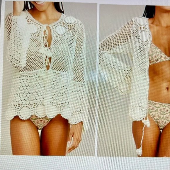 Roller Rabbit NWT Benita Crochet Cardigan Top, S New with Tags - Picture 1 of 9